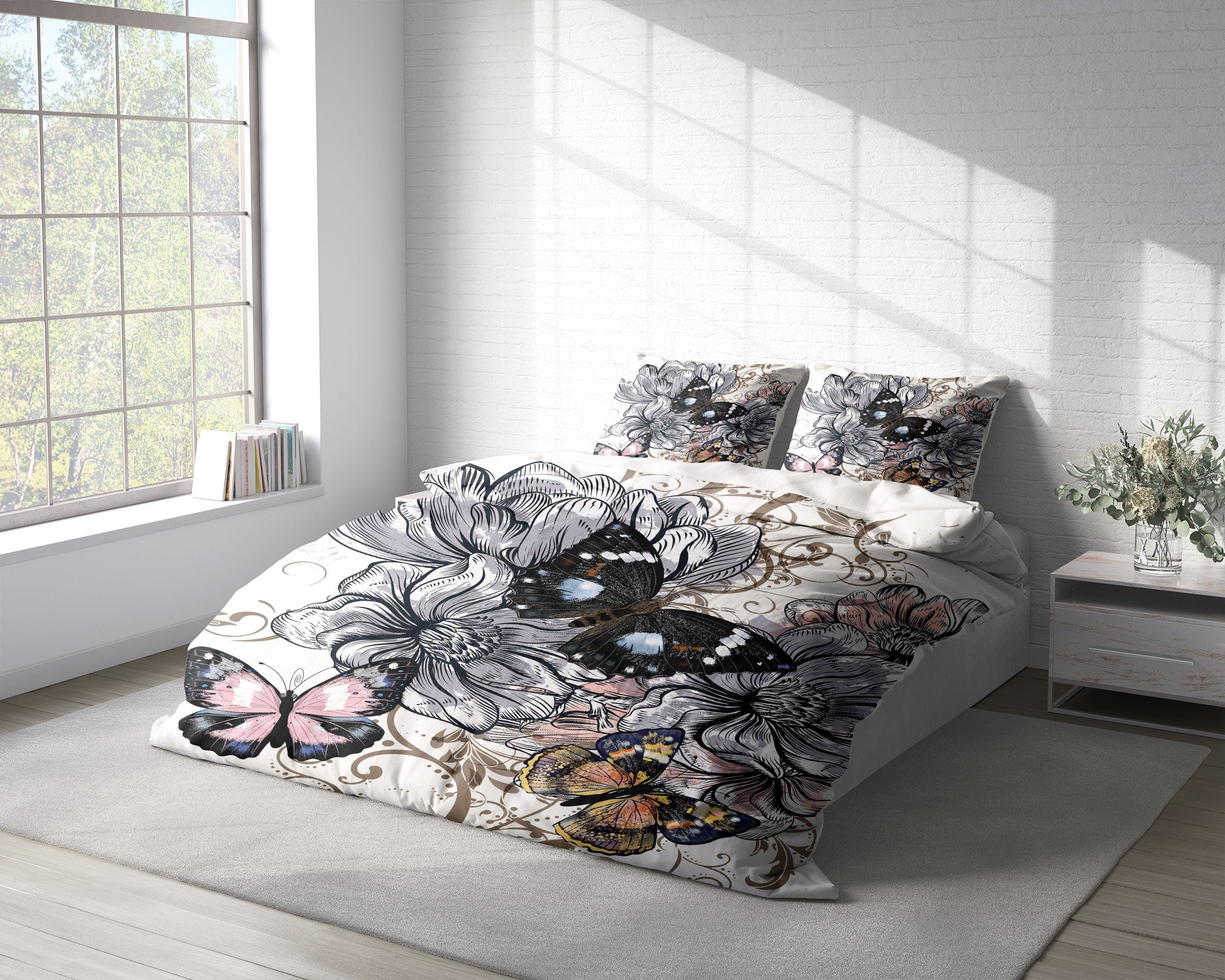 Butterfly Dream Flower 3 Pcs Beddings For Hippies