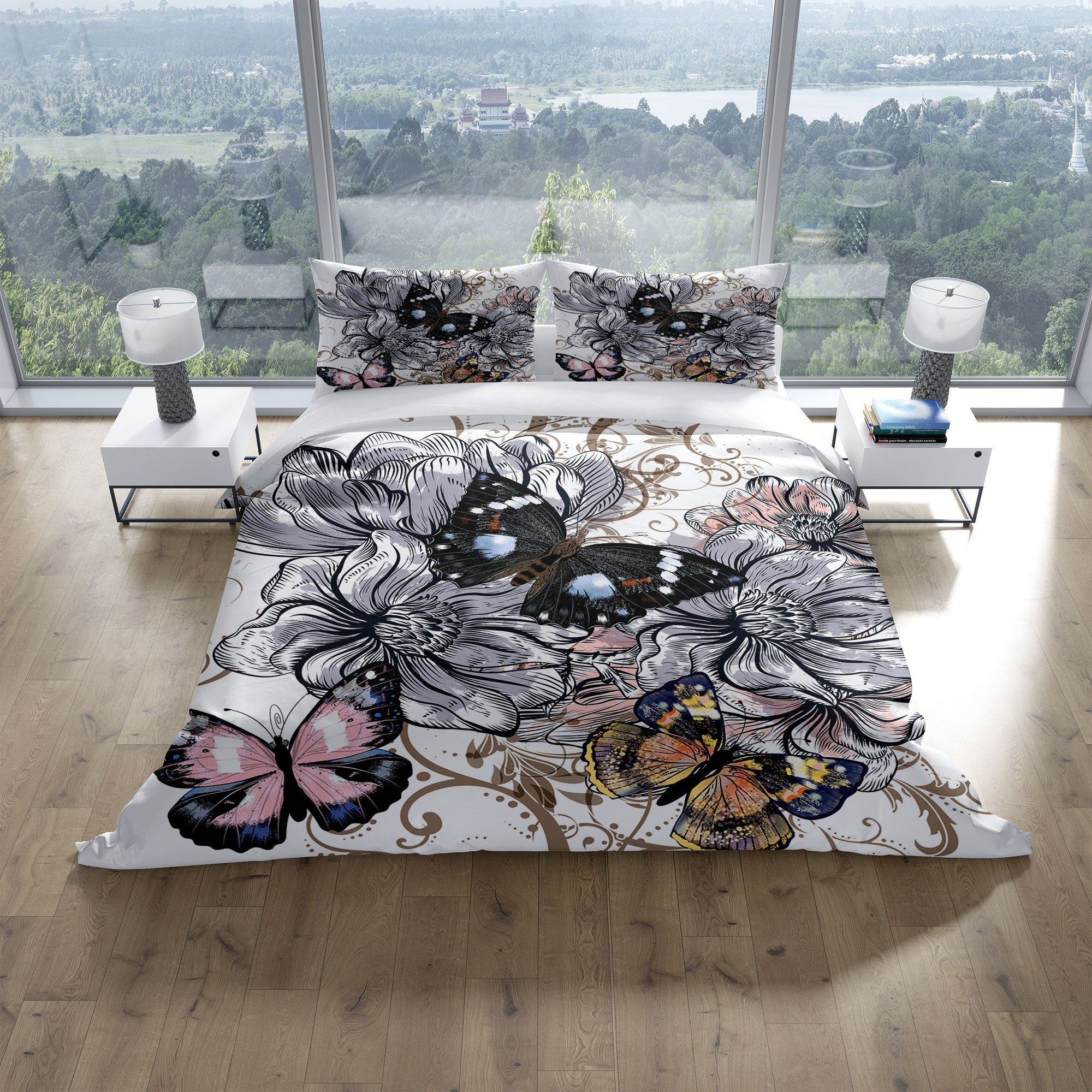 Butterfly Dream Flower 3 Pcs Beddings For Hippies