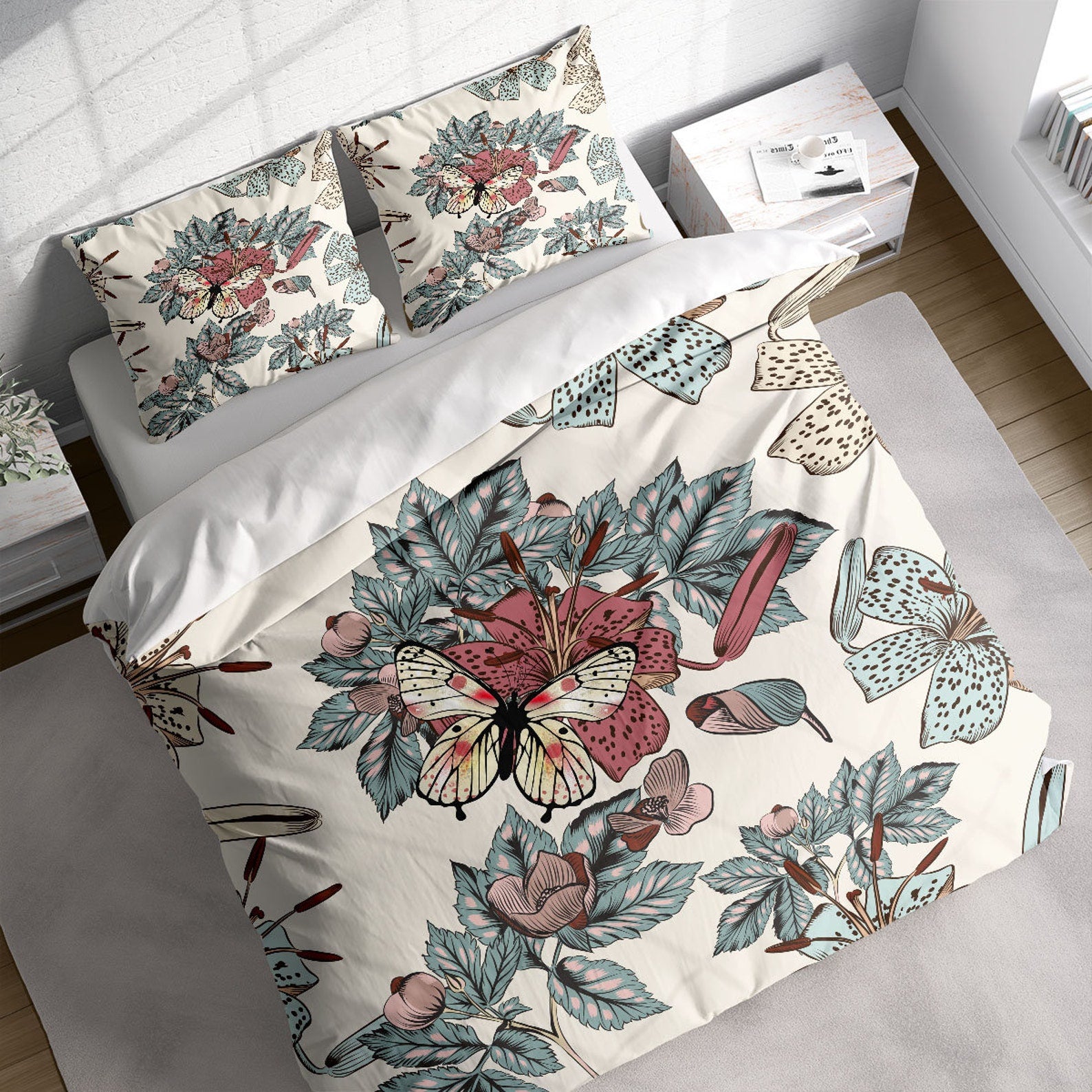 Butterfly Lily Spot 3 Pcs Beddings For Hippies