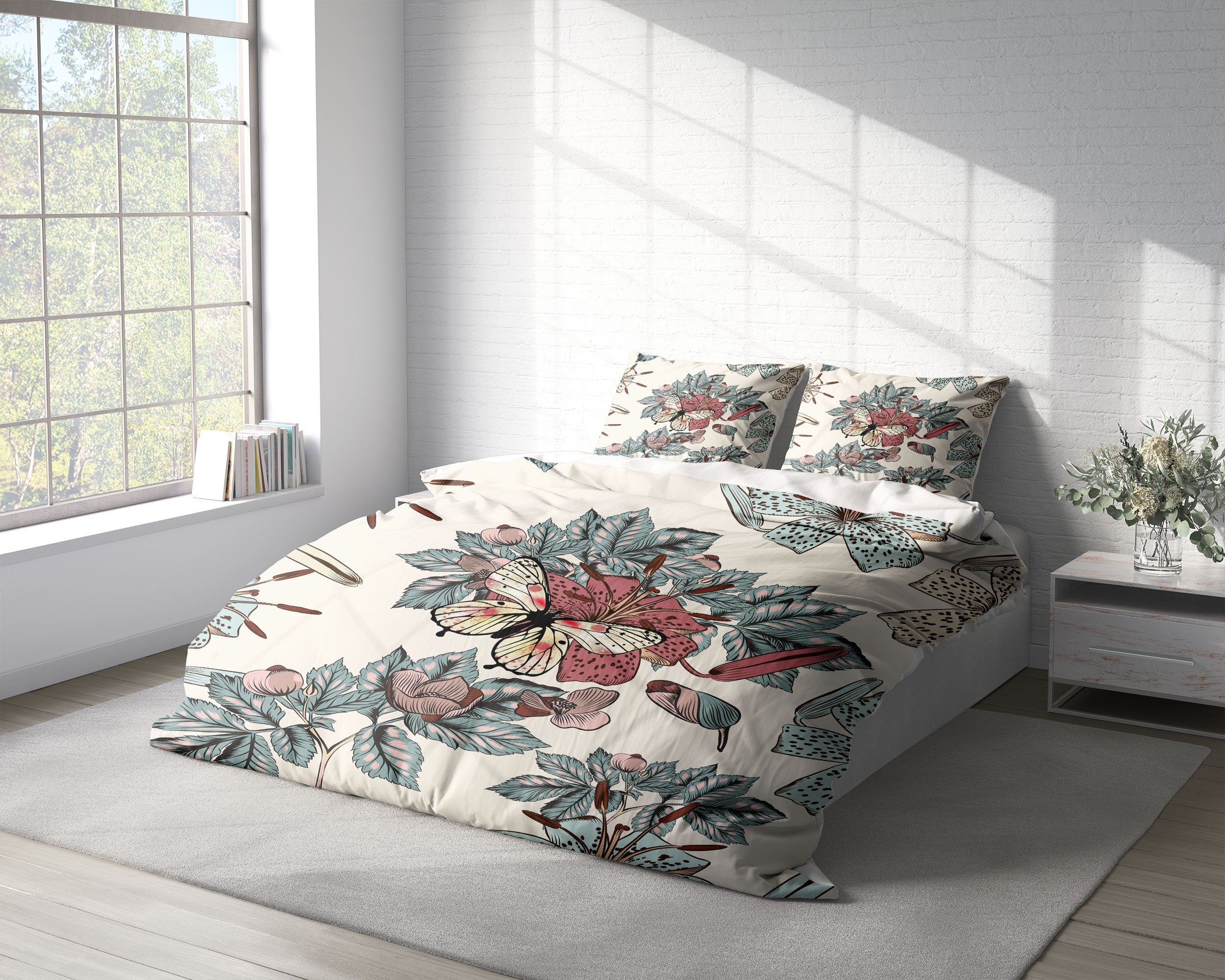 Butterfly Lily Spot 3 Pcs Beddings For Hippies