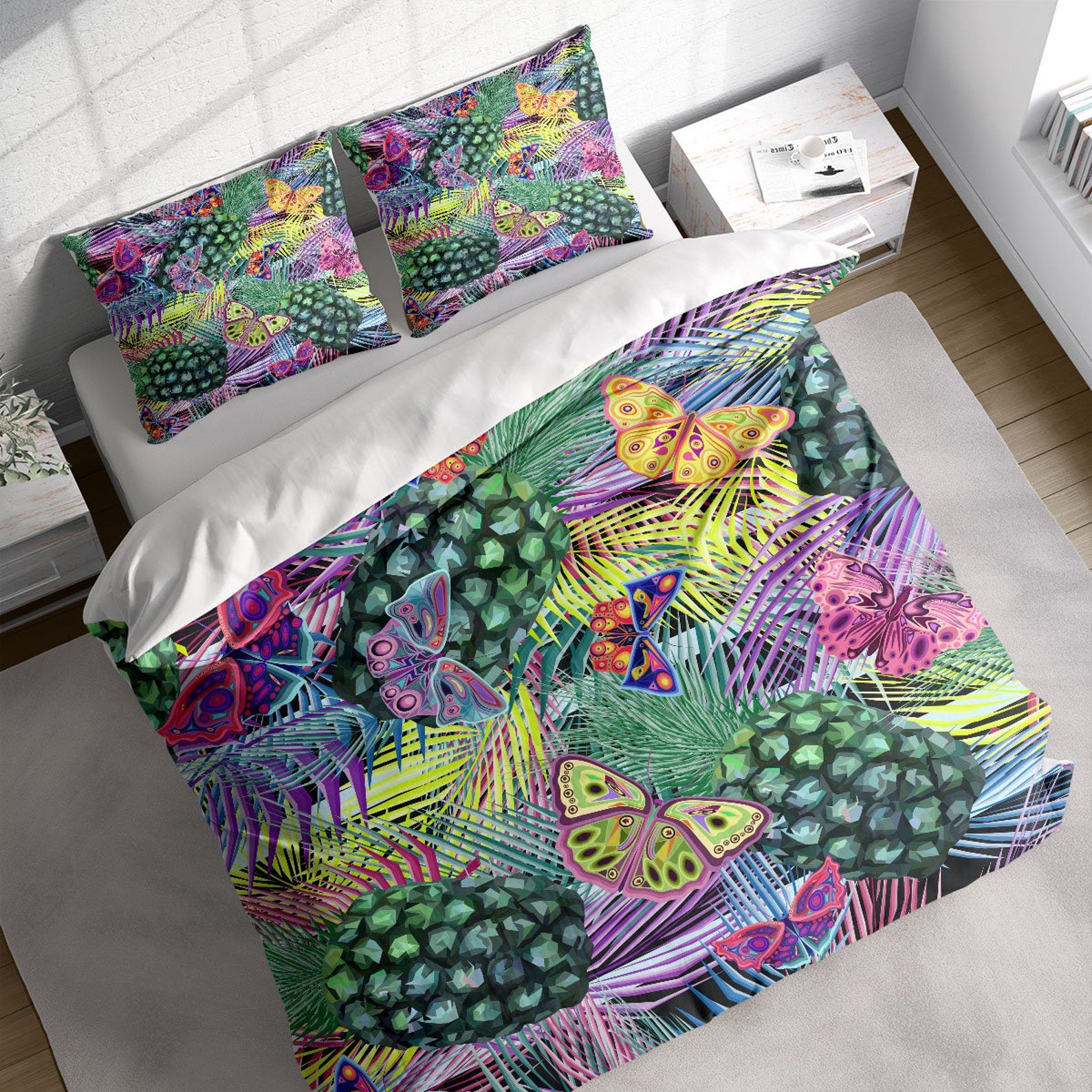 Butterfly Pineapple Tropical 3 Pcs Beddings For Hippies