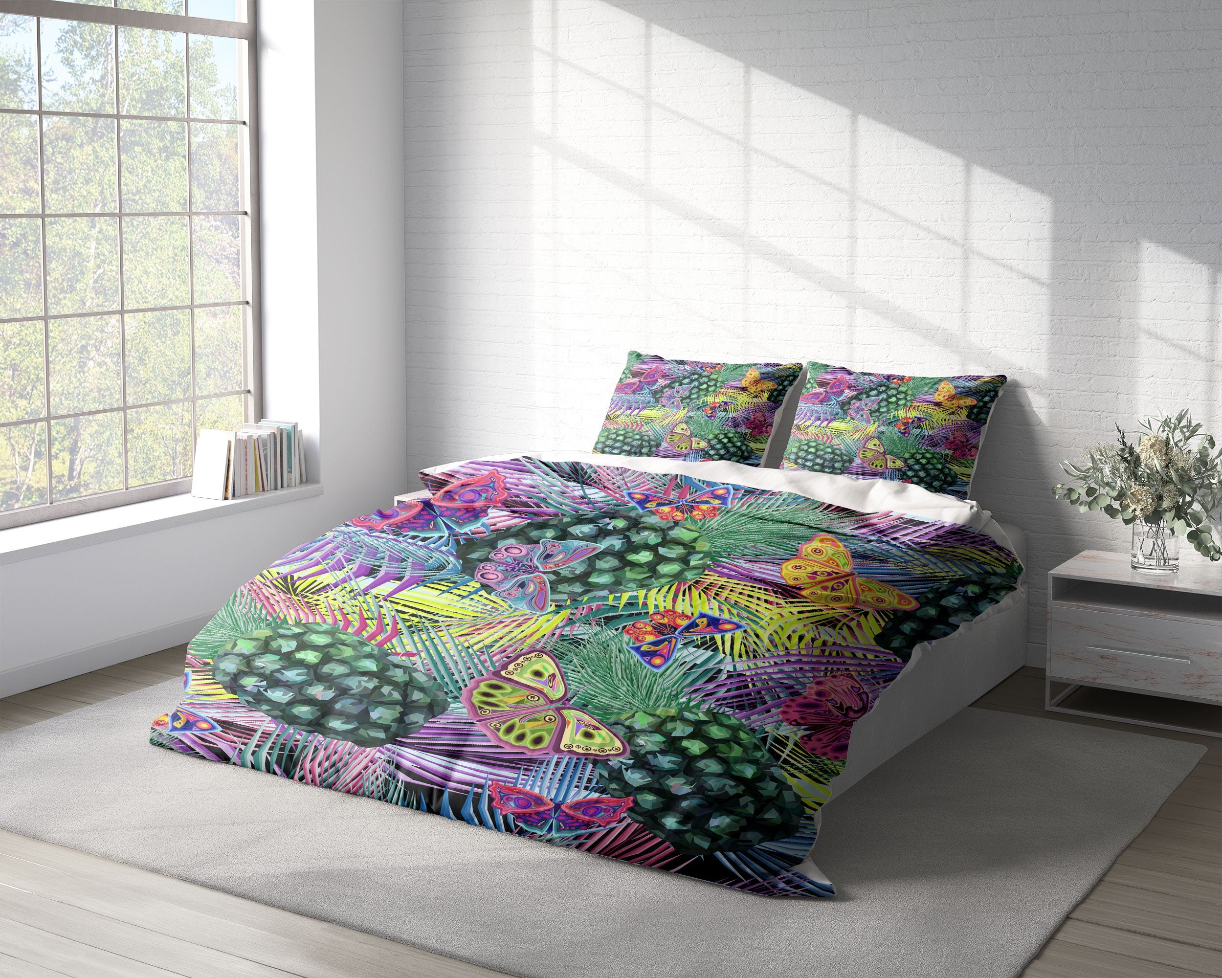 Butterfly Pineapple Tropical 3 Pcs Beddings For Hippies