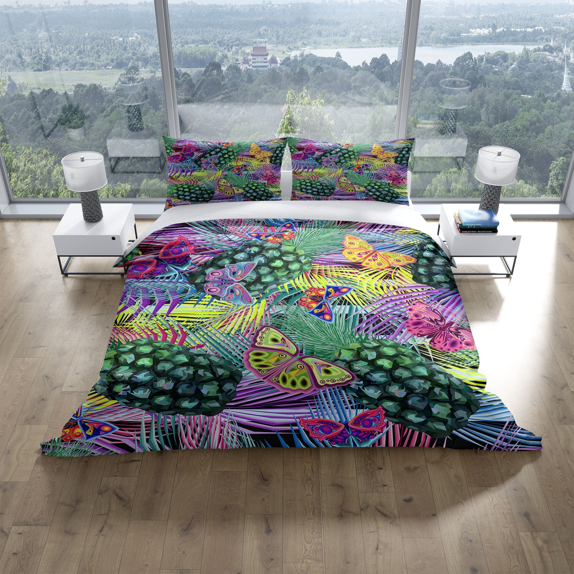 Butterfly Pineapple Tropical 3 Pcs Beddings For Hippies