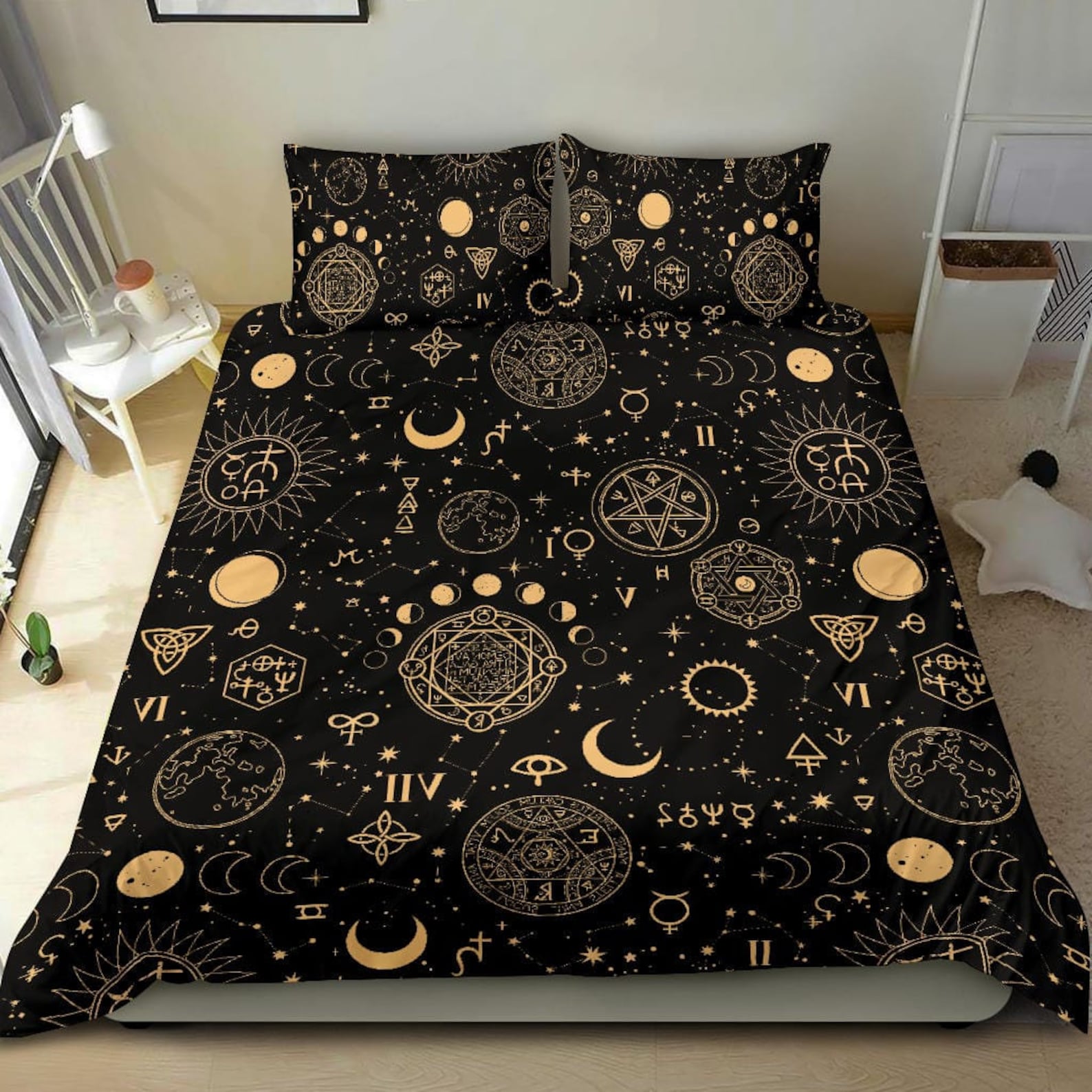 Celestial Bedding, Witchy Duvet Cover, Bedding Set For Hippies