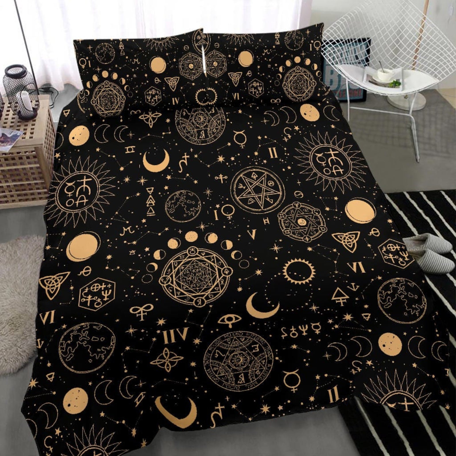 Celestial Bedding, Witchy Duvet Cover, Bedding Set For Hippies