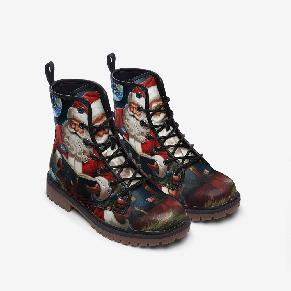 Christmas Gifts, Santa Claus Casual Leather Lightweight Boots