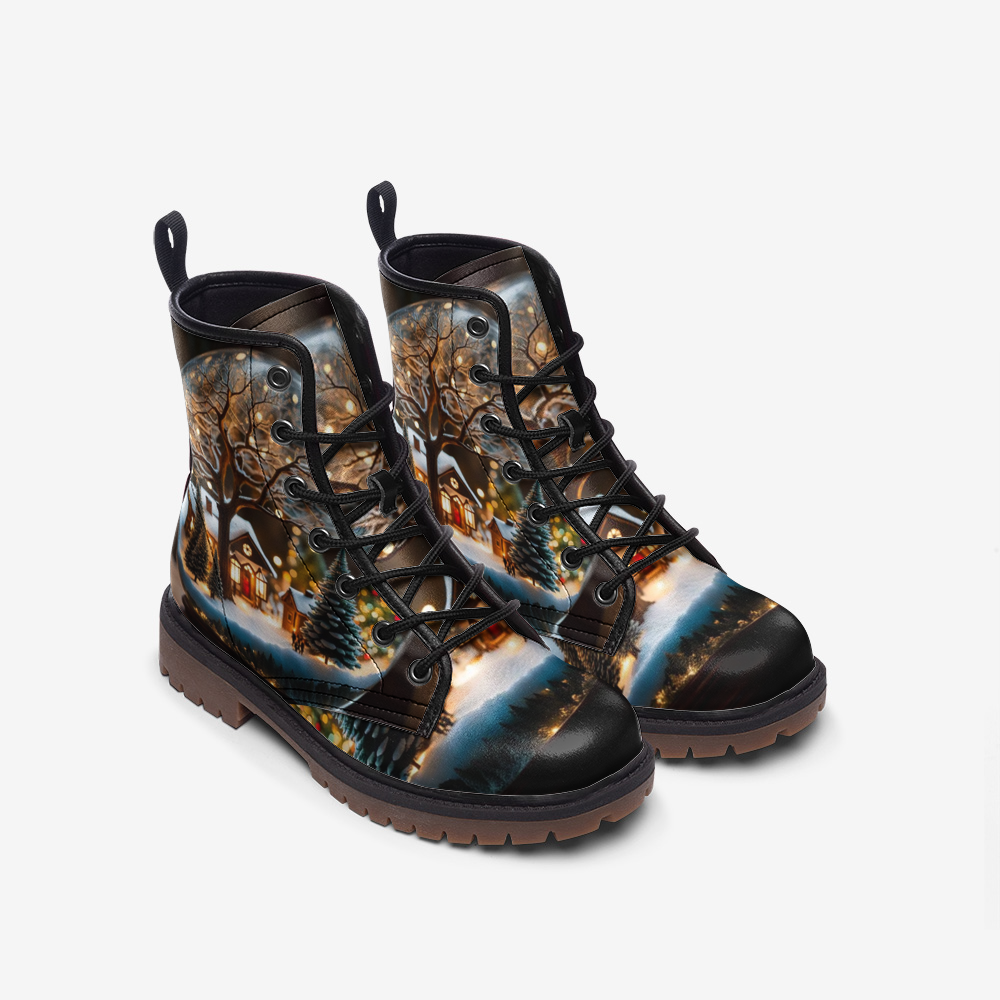 Christmas Gifts, Sparkling Village Casual Leather Lightweight Boots For Holiday Season