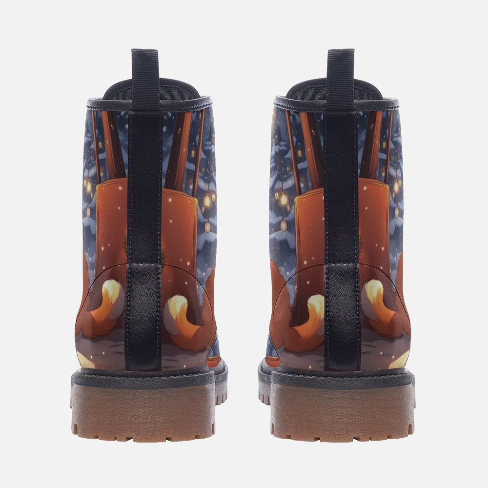 Cute Cat Anime, Christmas Gifts Casual Leather Lightweight Boots For Holiday Season