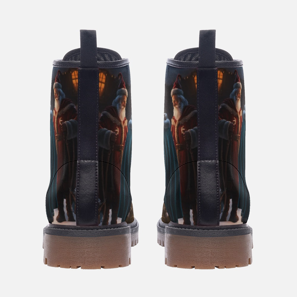 Dawn In Up Snowy Village, Christmas Holiday Casual Leather Lightweight Boots For Holiday Season1