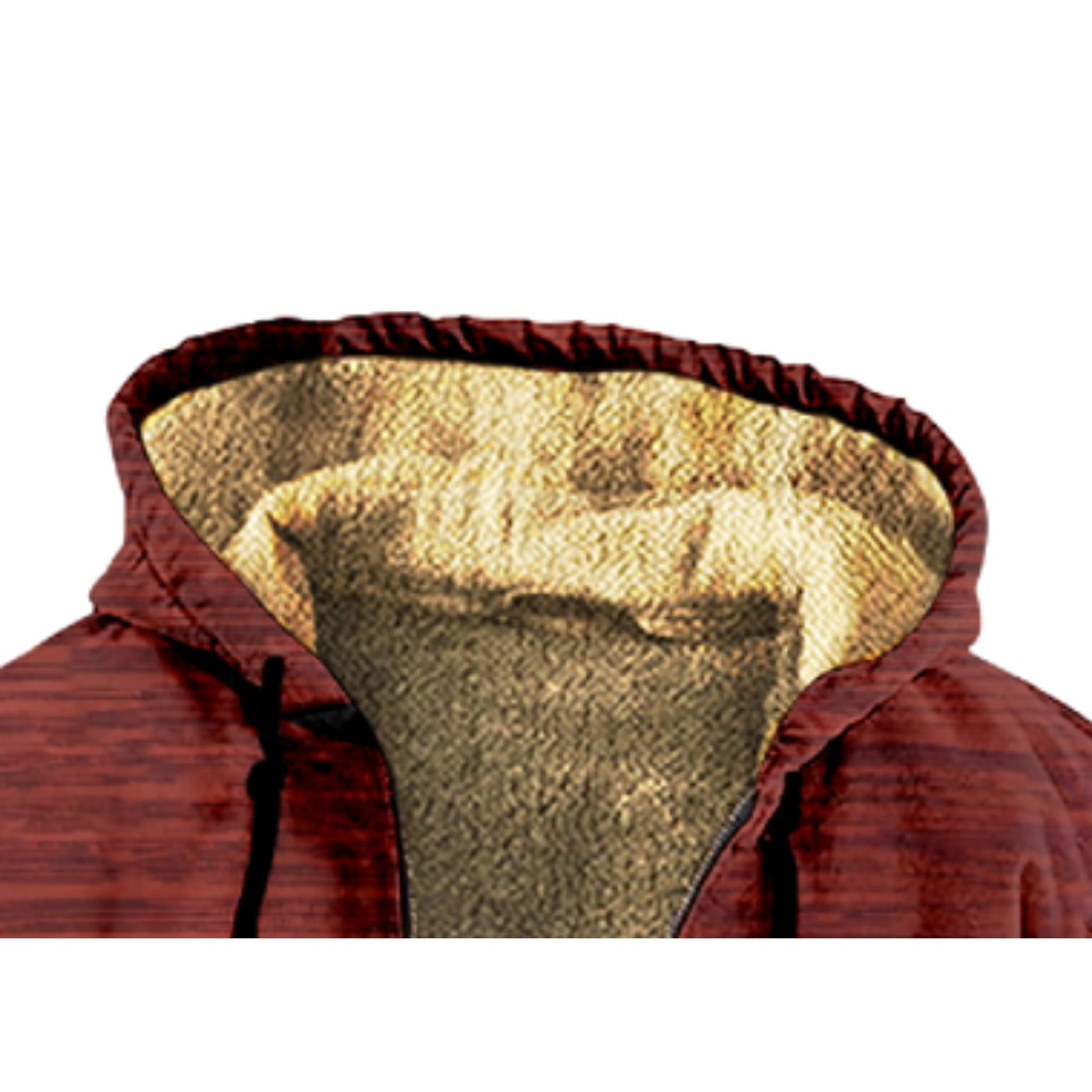 Red Native American Pattern Print Wool Hooded Jackets For Hippie