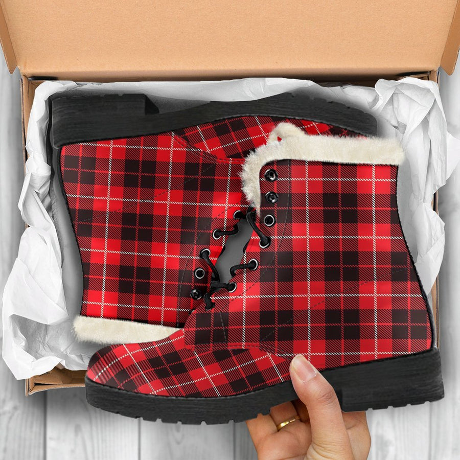 Tartan Scottish Royal Stewart Red Plaids Comfy Lightweight Boots For Winter Season