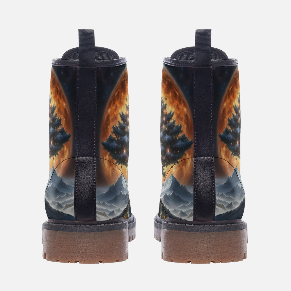 Christmas Gifts, Light Up, Alone Tree Casual Leather Lightweight Boots For Holiday Season