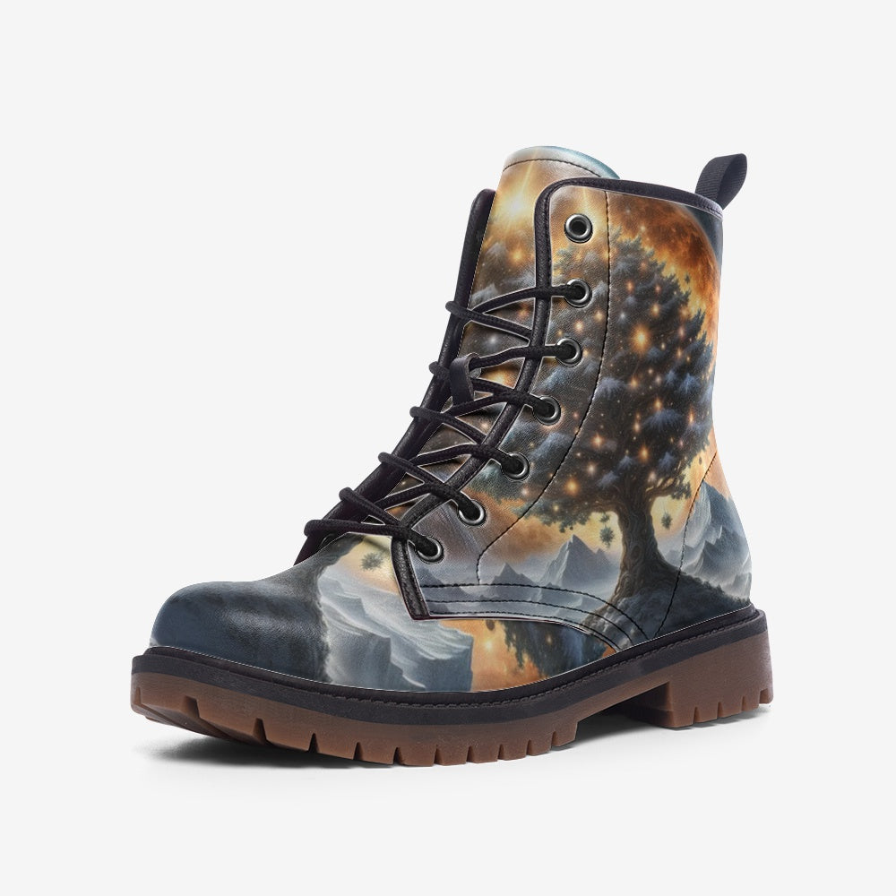 Christmas Gifts, Light Up, Alone Tree Casual Leather Lightweight Boots For Holiday Season