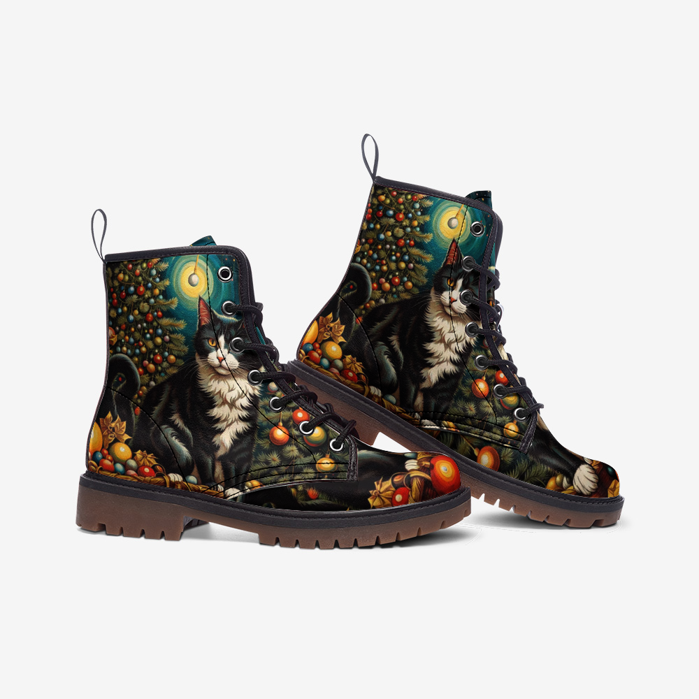 Fluffy Kitten, Christmas Gifts Casual Leather Lightweight Boots For Holiday Season