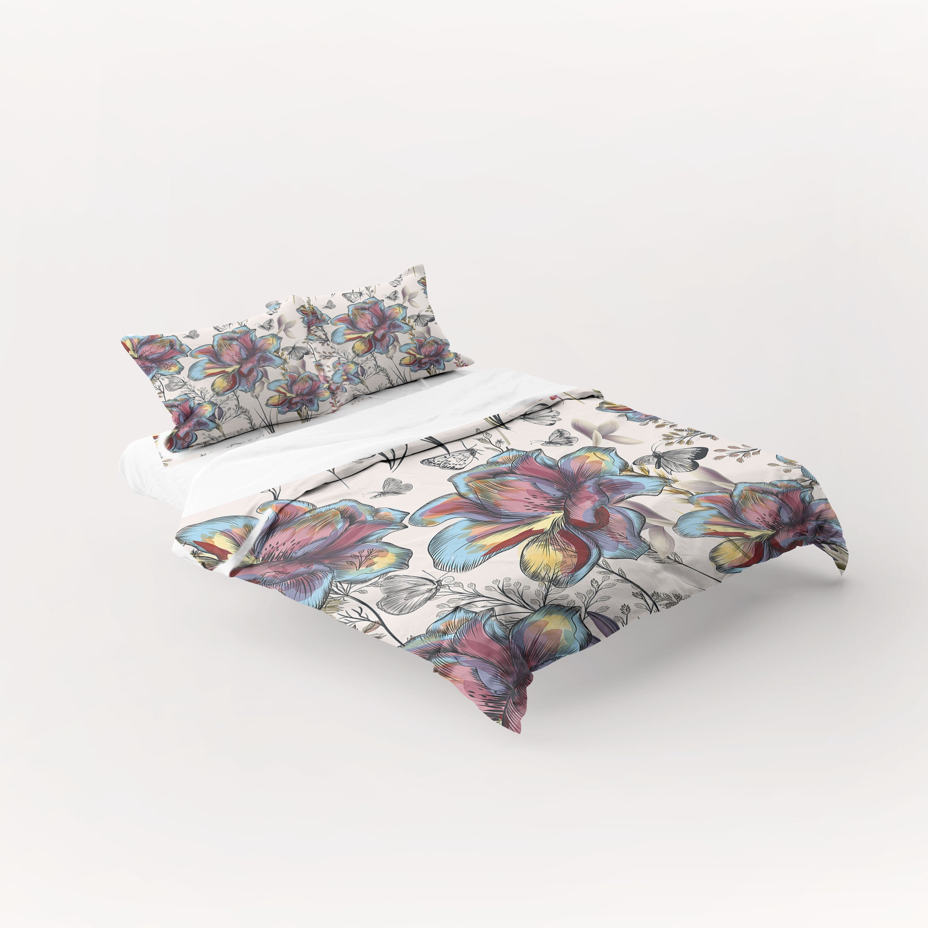 Lily Butterfly Botanical 3 Pcs Beddings For Hippies
