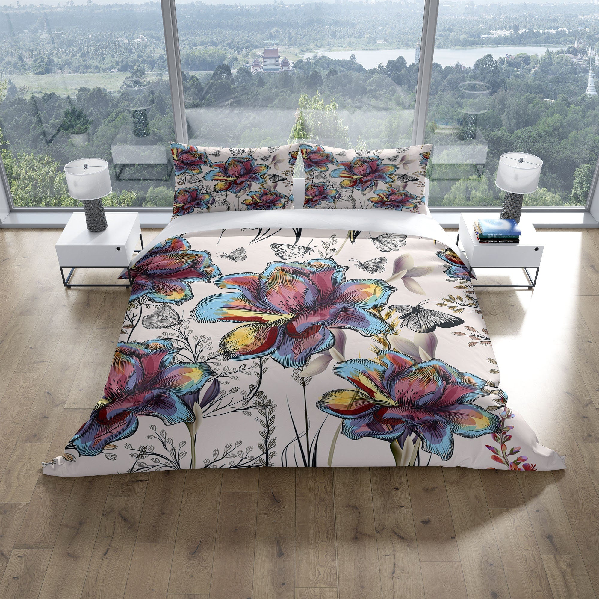 Lily Butterfly Botanical 3 Pcs Beddings For Hippies