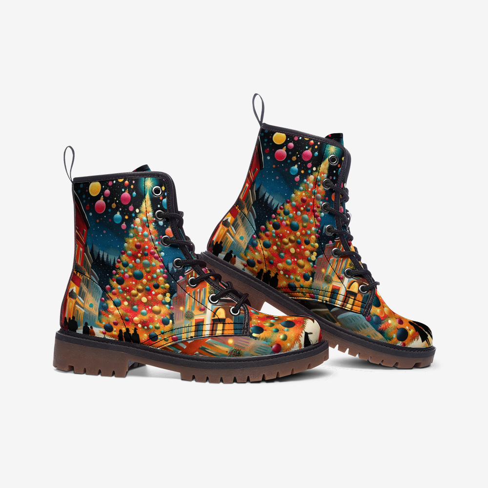 Magical Christmas Tree, Christmas Gifts Casual Leather Lightweight Boots For Holiday Season