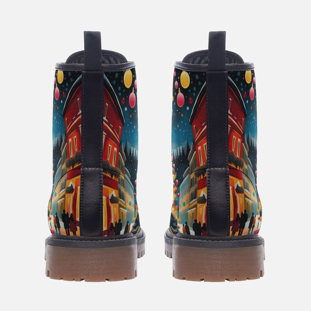 Magical Christmas Tree, Christmas Gifts Casual Leather Lightweight Boots For Holiday Season