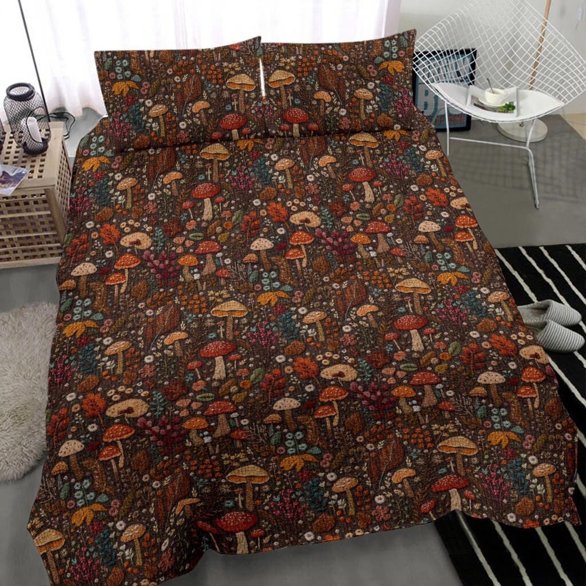 Mushroom Bedding, Dark Cottagecore, Bedding Set For Hippies