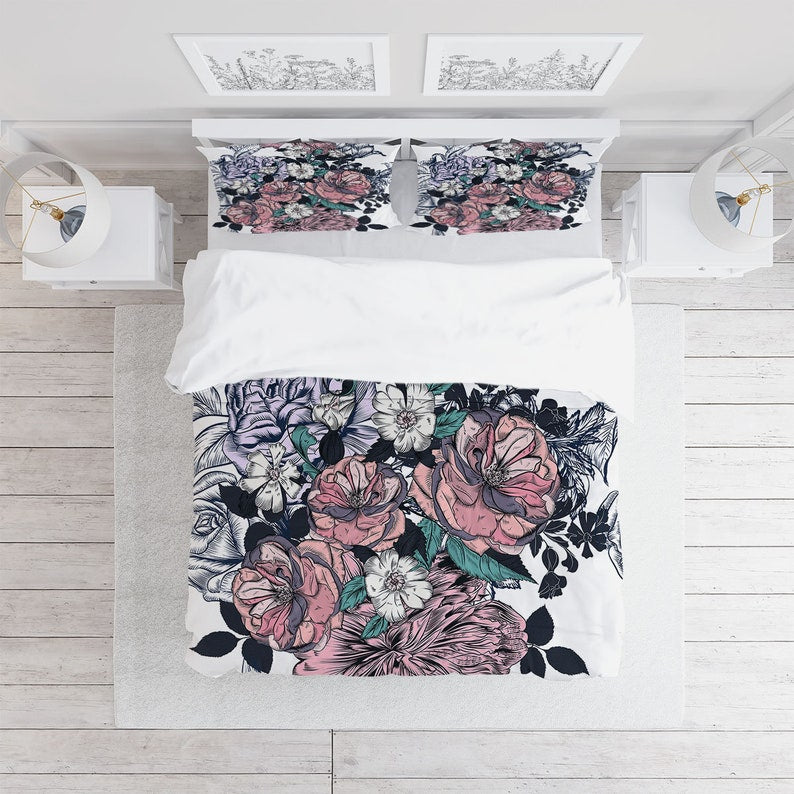 Purple Peony Bouquet 3 Pcs Beddings For Hippies