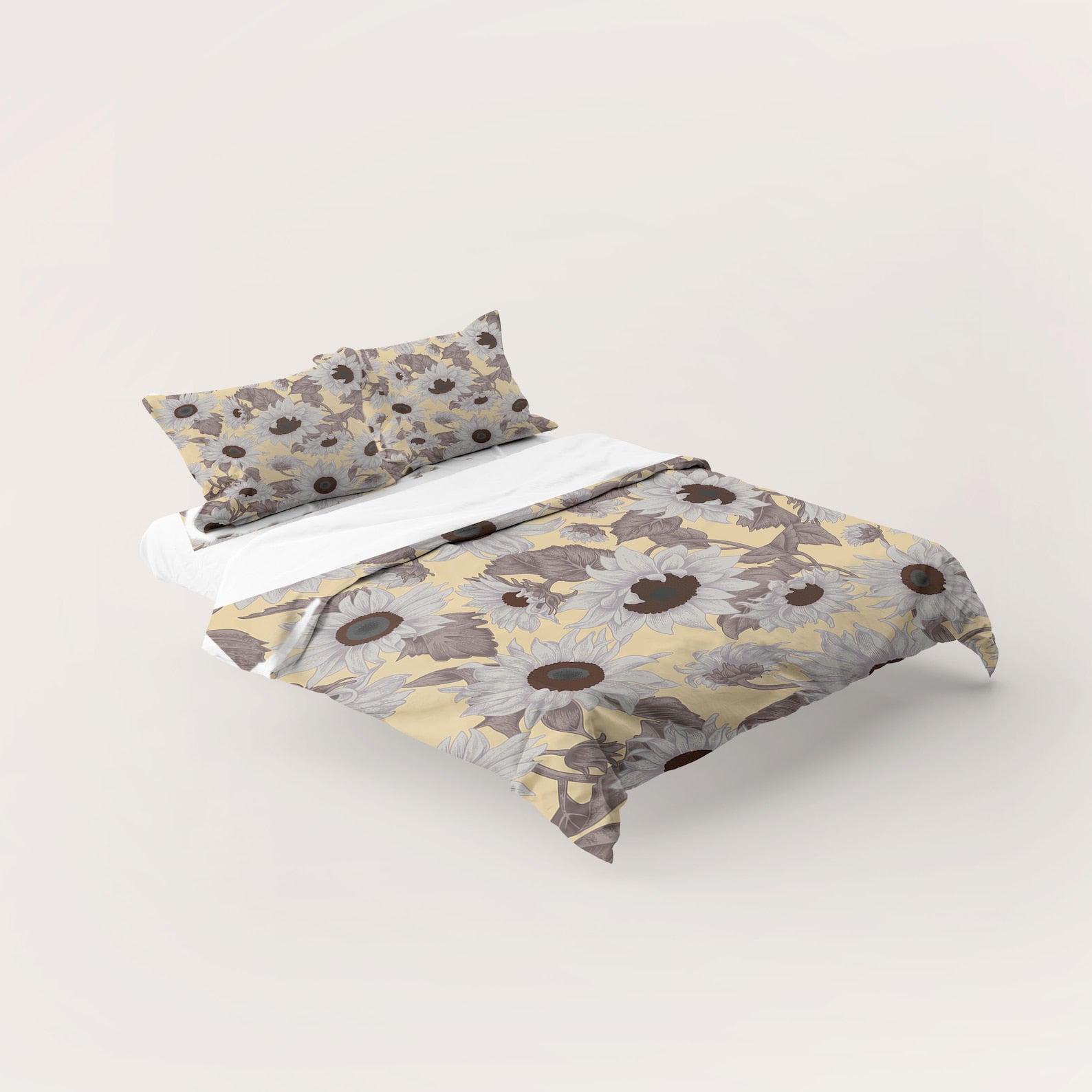 Red & Gray Sunflower and Botanical 3 Pcs Beddings For Hippies