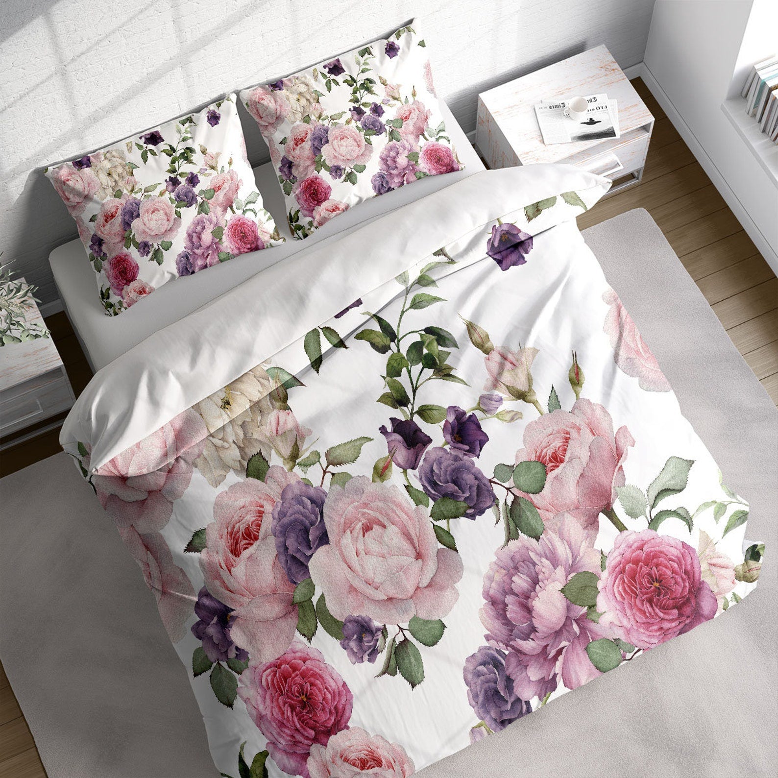 Rose Peony Flower Painting 3 Pcs Beddings For Hippies