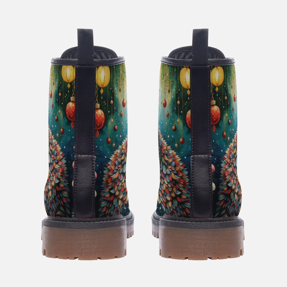 Sparkling Cute Cat, Christmas Gifts Casual Leather Lightweight Boots For Holiday Season