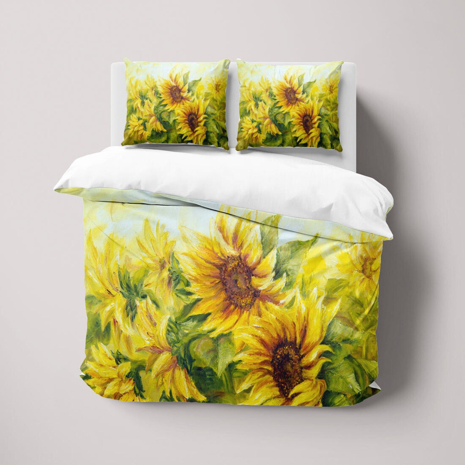 Sunflower Field Painting 3 Pcs Beddings For Hippies