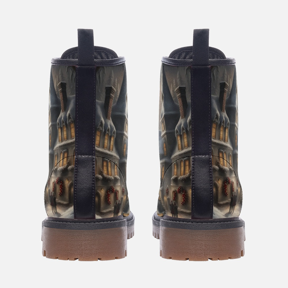 Sunrise In Snowy Village, Christmas Gifts Casual Leather Lightweight Boots For Holiday Season