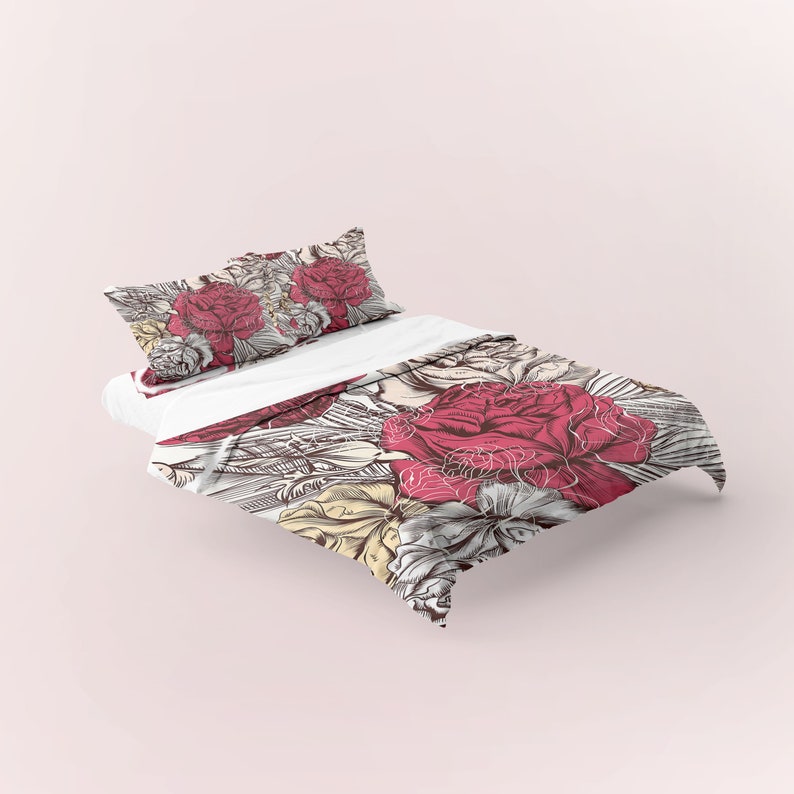 Vintage Red Copper Rose 3 Pcs Beddings For Hippies