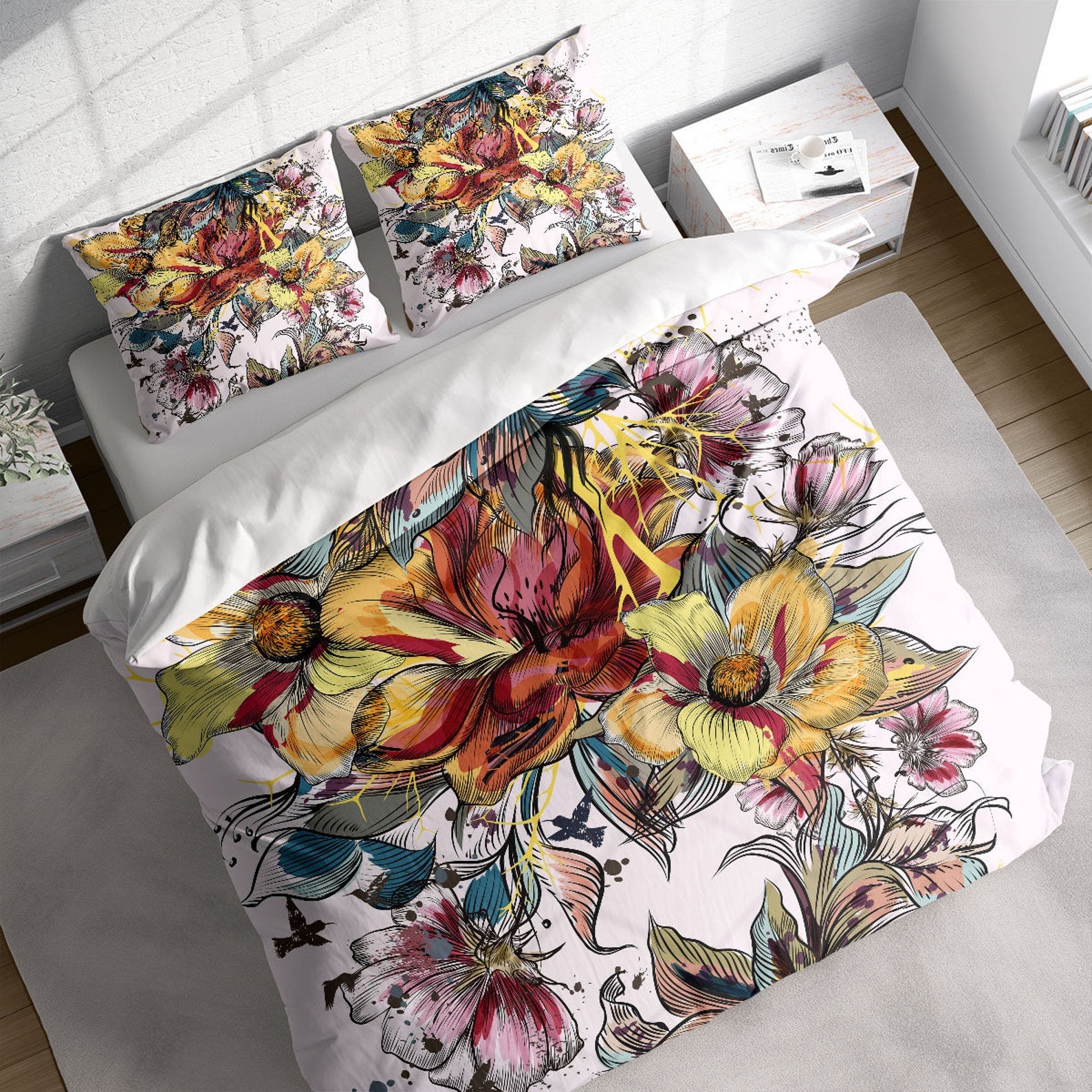 Vintage Botanical 3 Pcs Beddings For Hippies