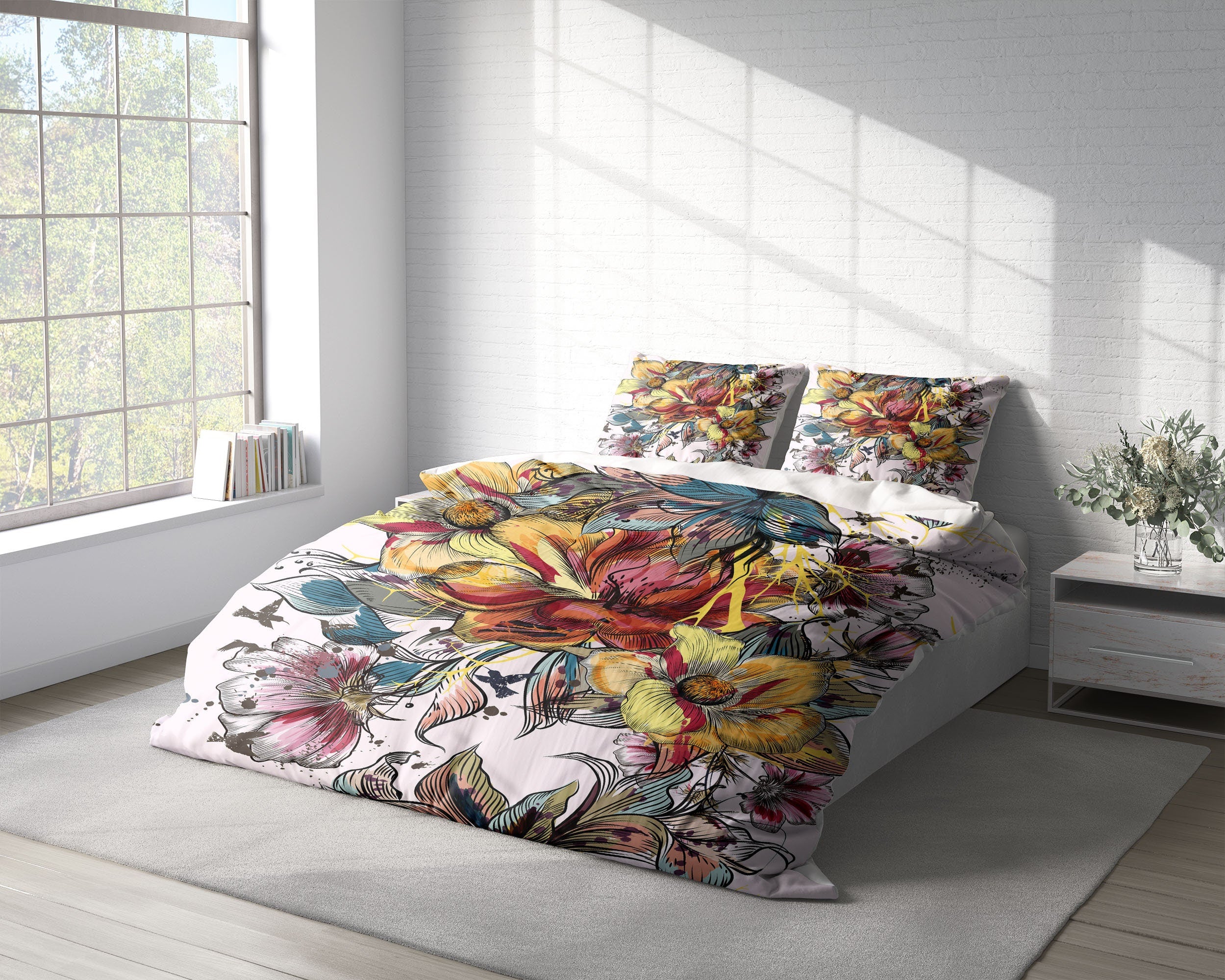 Vintage Botanical 3 Pcs Beddings For Hippies