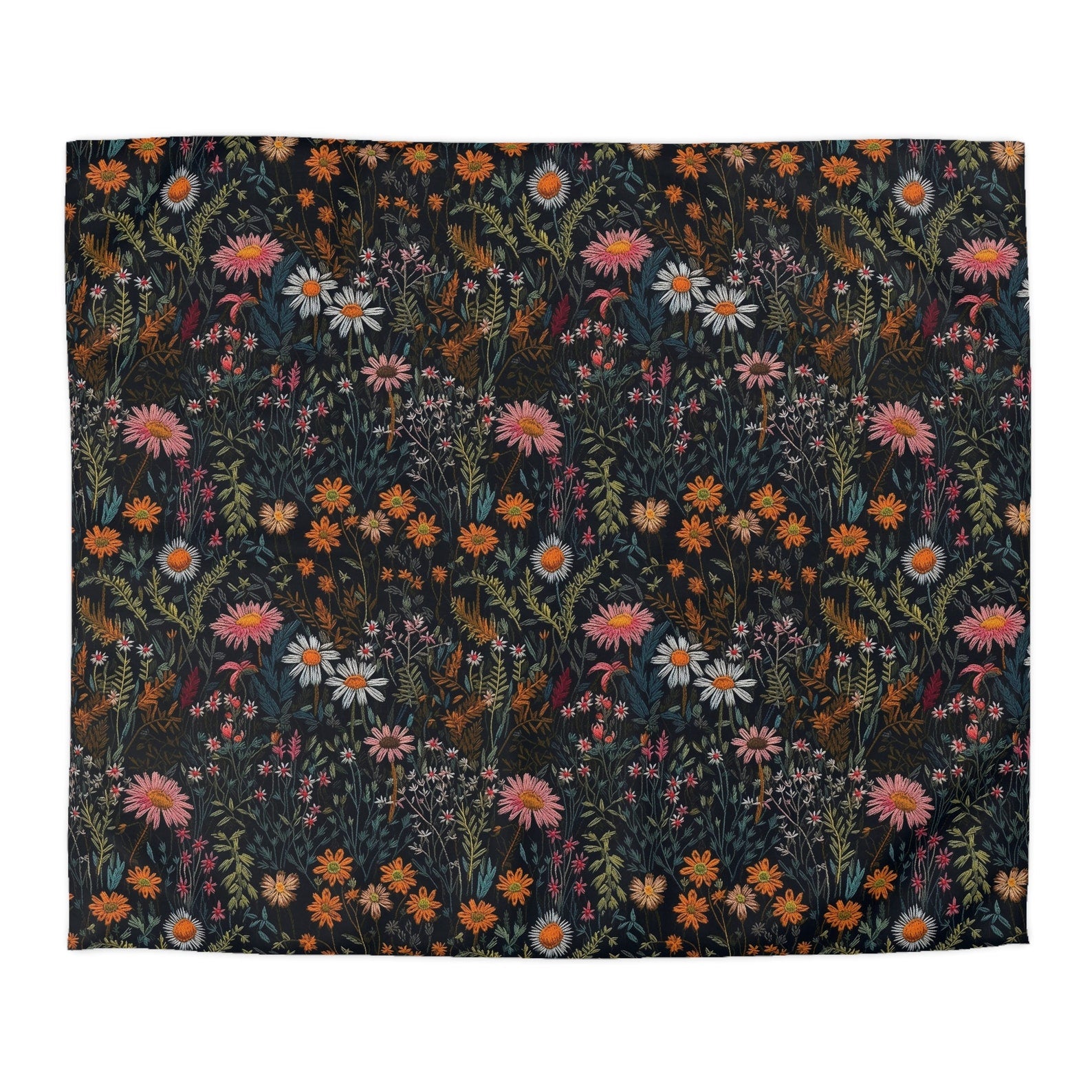 Whimsy Goth Wildflower, Dark Cottagecore Bedding Set For Hippies