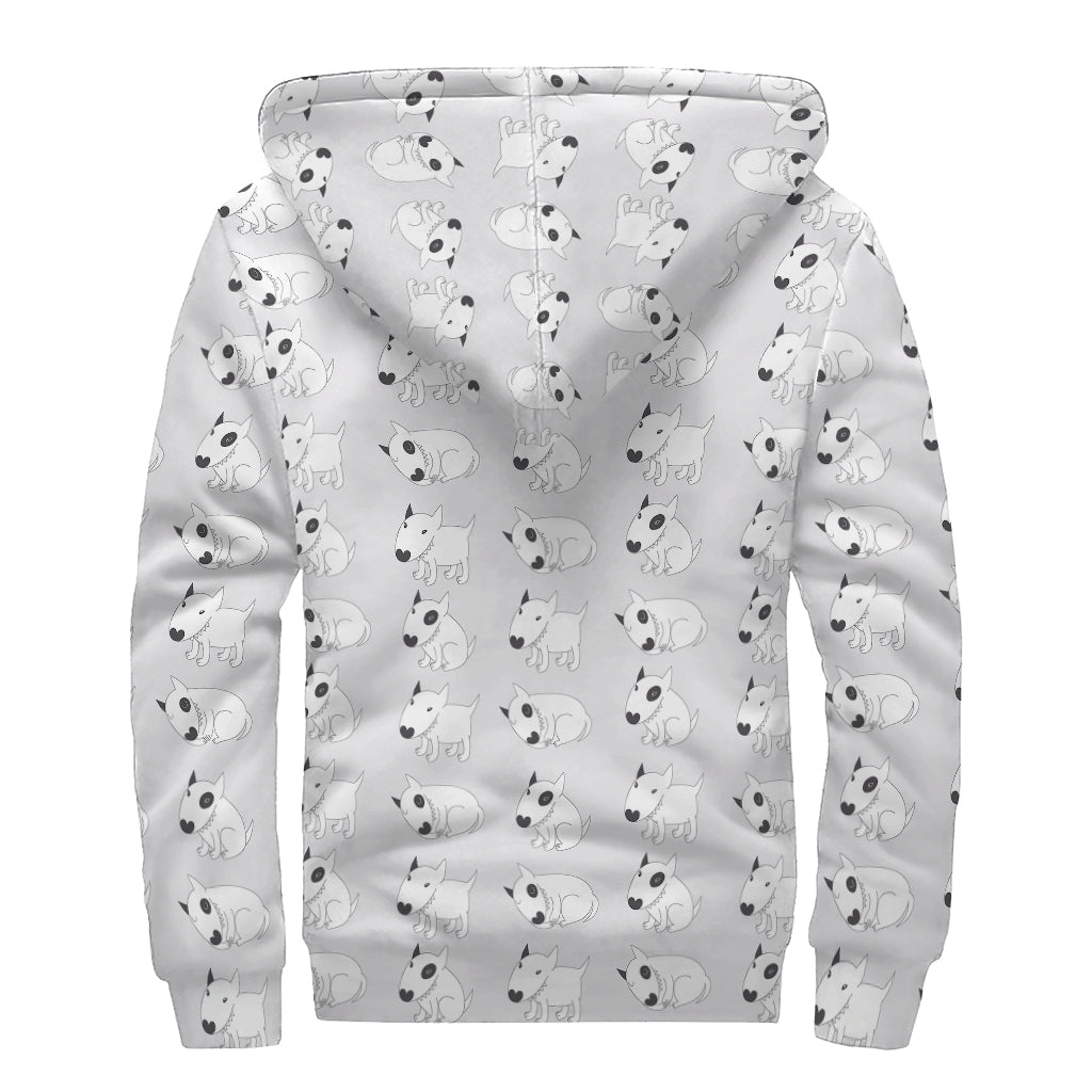 Doodle Bull Terrier Print Sherpa Lined Hoodie for Free Spirited Hippies - 2