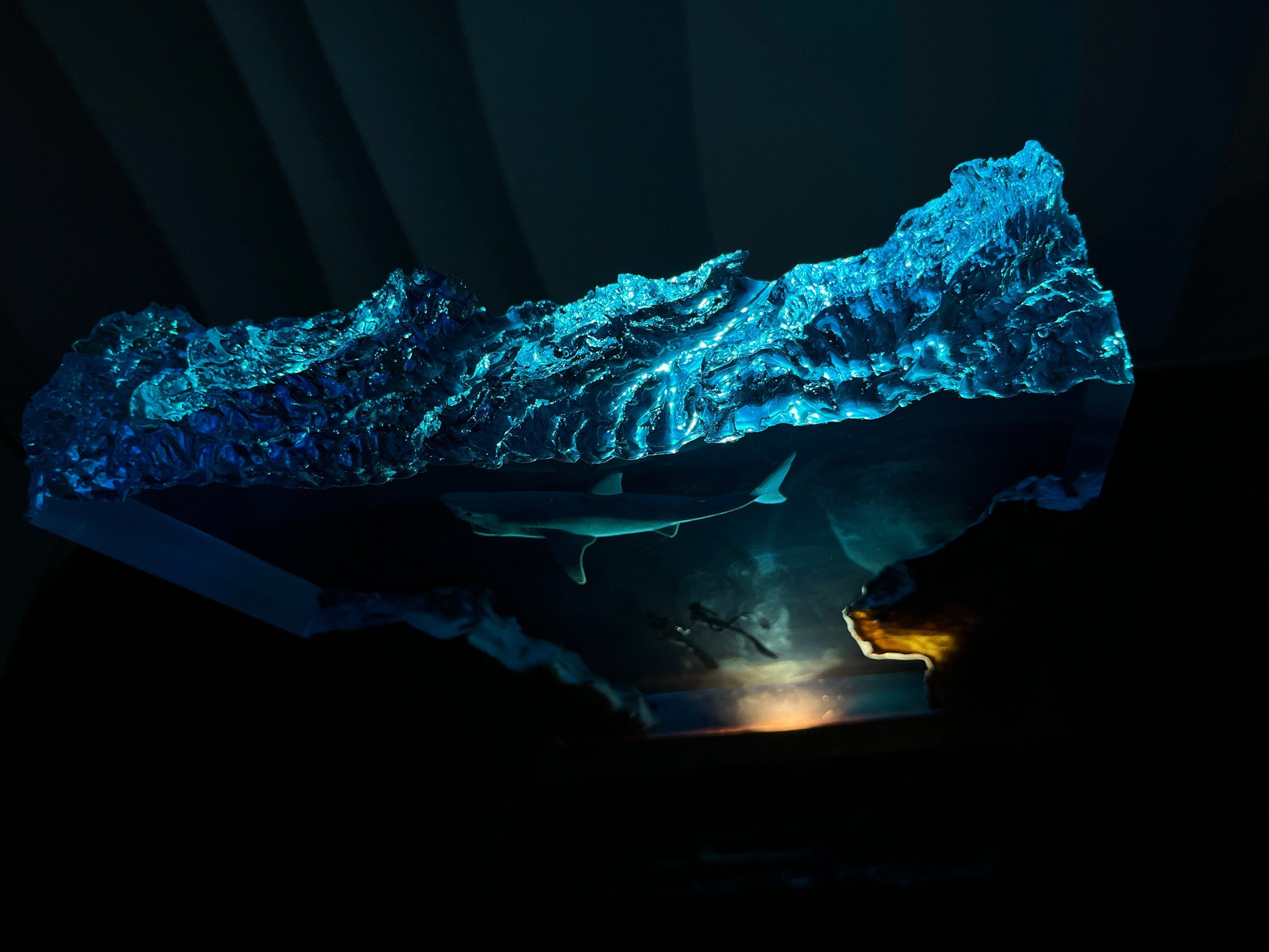 Ocean Shark Epoxy Resin Night Light, Diver Led Night Light, Halloween Gifts, Christmas Gifts, Best Friend Gifts