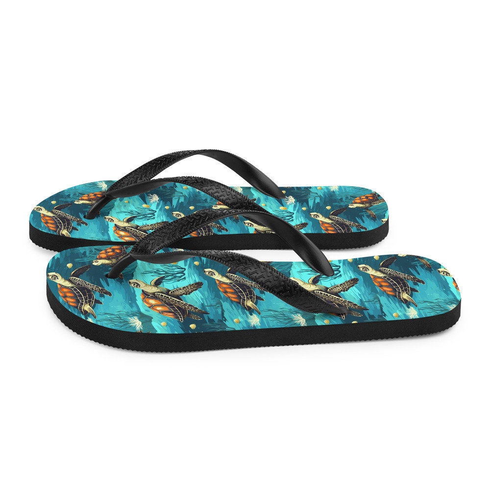 Emerald Blossoms - Sea Turtle Flip Flops