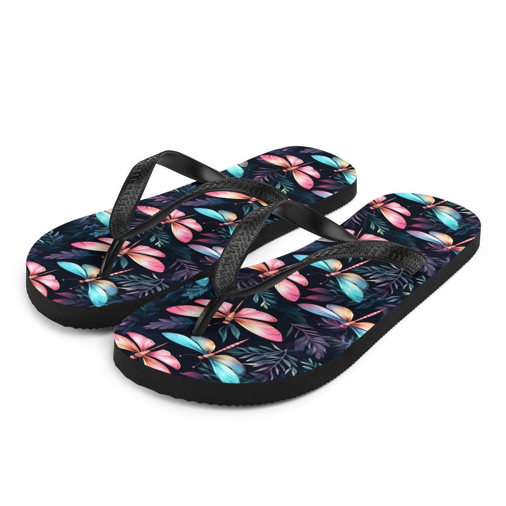 Emerald Blossoms - Dragonfly Summer Flip Flops