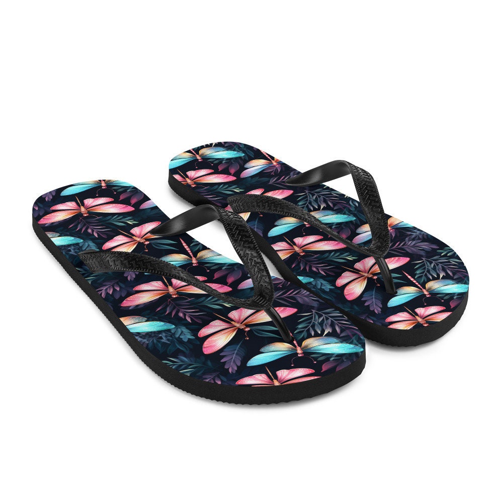 Emerald Blossoms - Dragonfly Summer Flip Flops