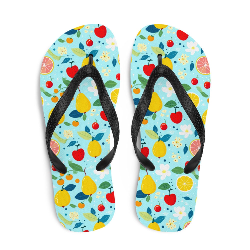 Emerald Blossoms - Summer Fruit Garden Flip Flops