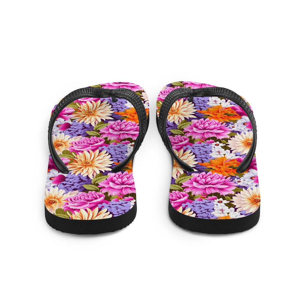 Emerald Blossoms - Multi-Color Floral Flip Flops