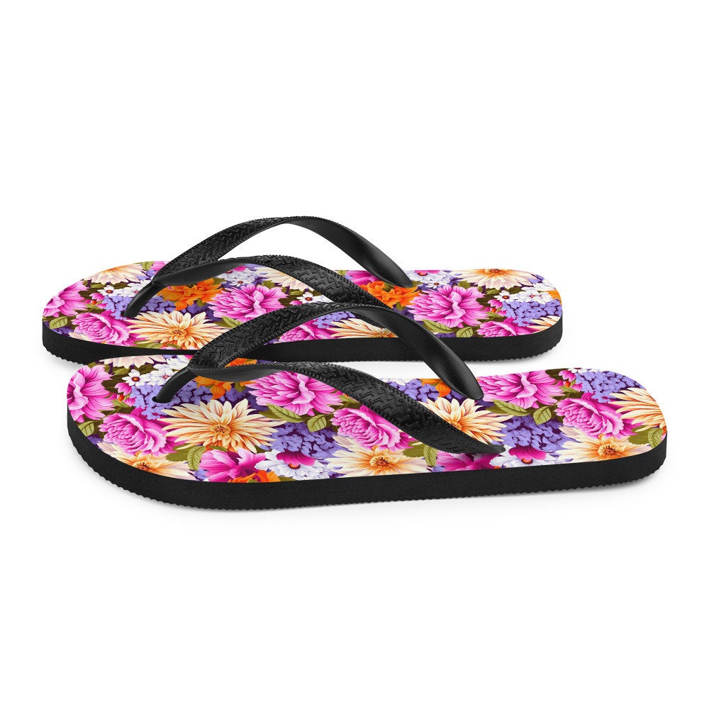 Emerald Blossoms - Multi-Color Floral Flip Flops