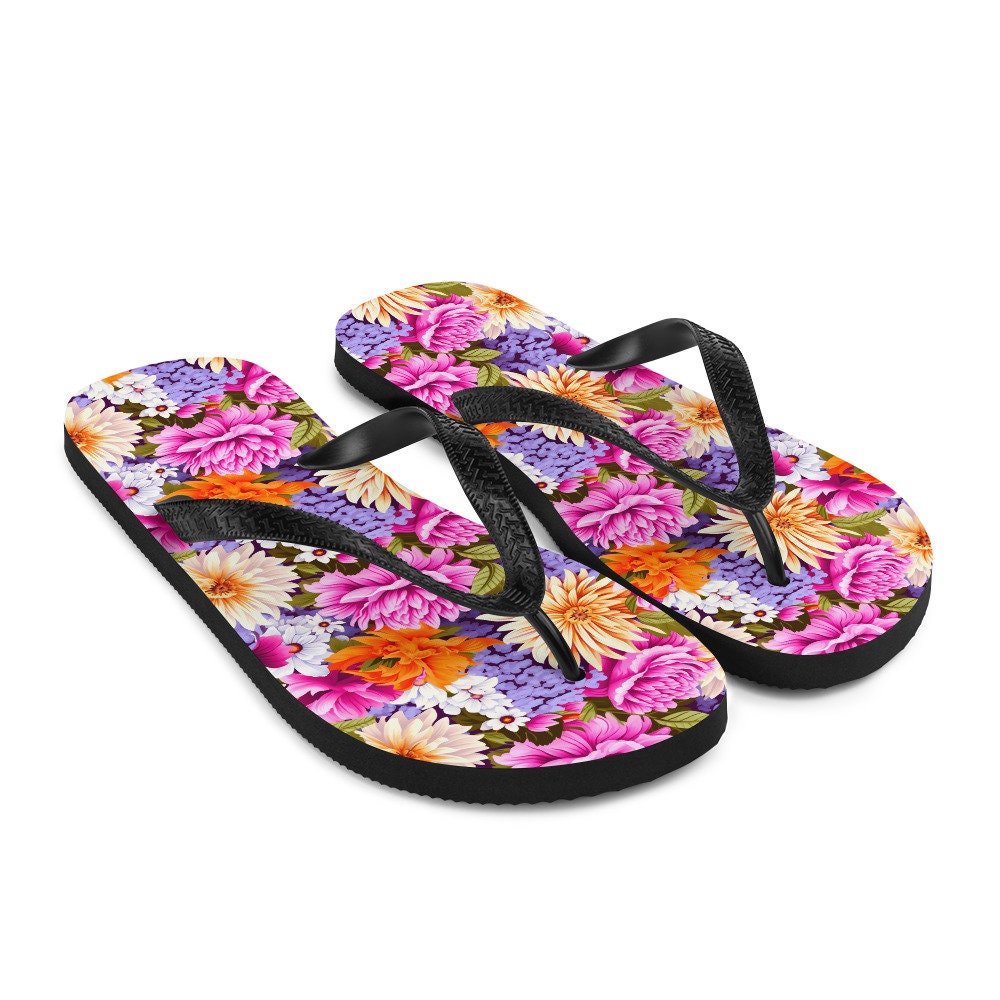 Emerald Blossoms - Multi-Color Floral Flip Flops