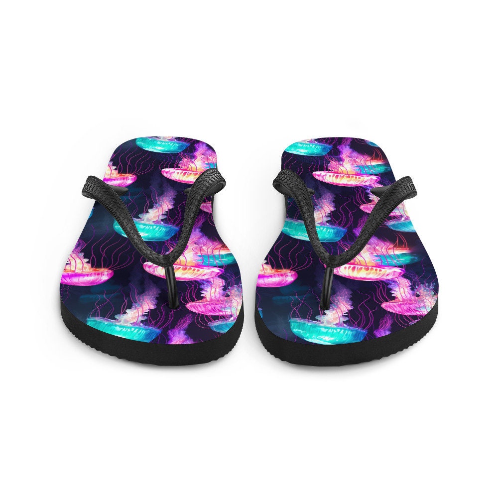 Emerald Blossoms - Iridescent Jellyfish Flip Flops