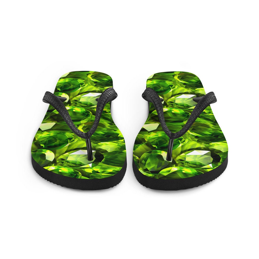 Emerald Blossoms - Sun-Kissed Peridot Flip Flops