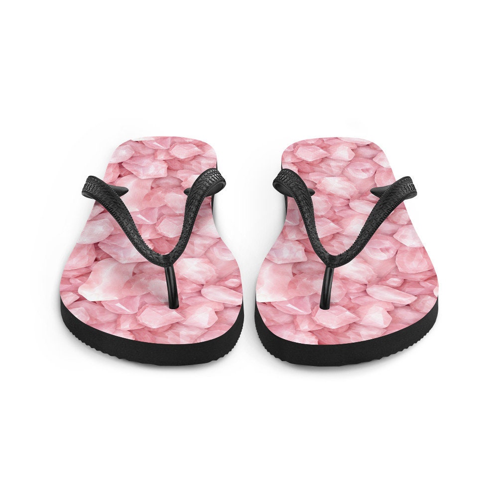 Emerald Blossoms - Love-infused Rose Quartz Flip Flops