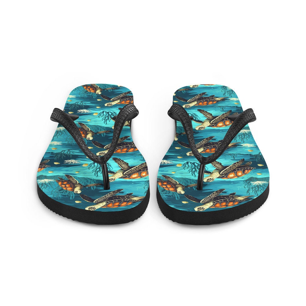 Emerald Blossoms - Sea Turtle Flip Flops