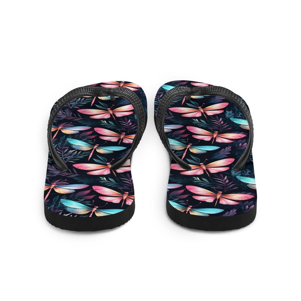 Emerald Blossoms - Dragonfly Summer Flip Flops
