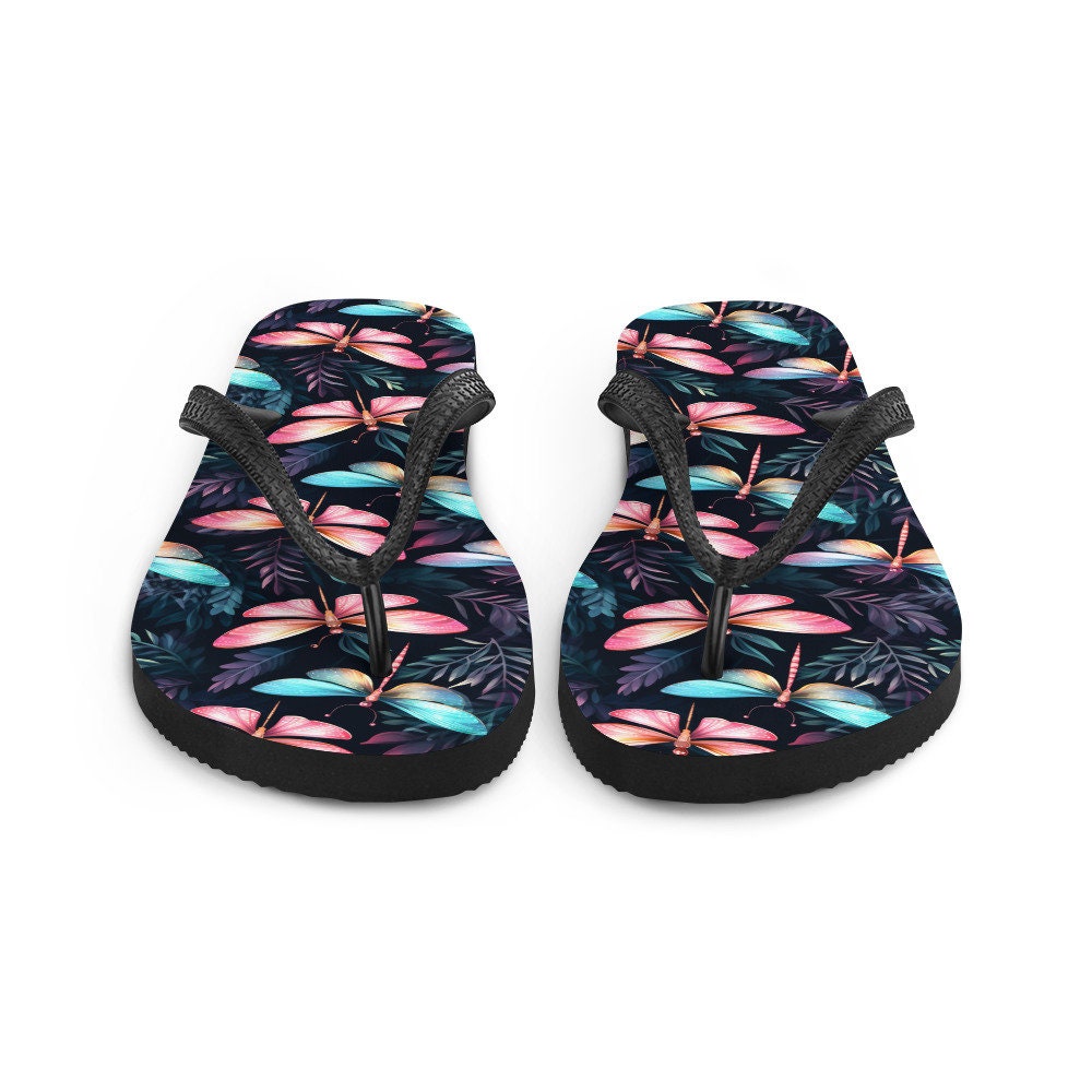 Emerald Blossoms - Dragonfly Summer Flip Flops