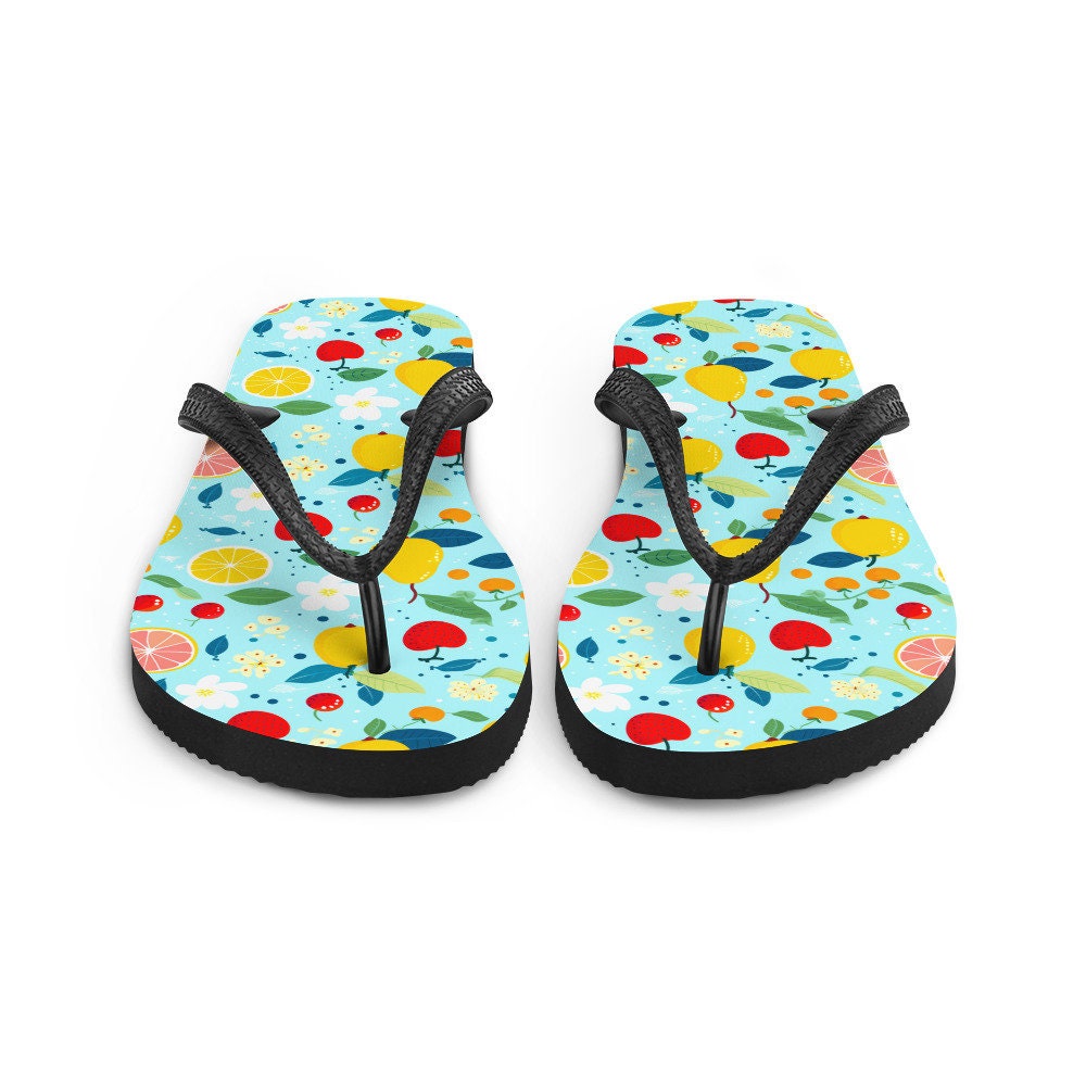 Emerald Blossoms - Summer Fruit Garden Flip Flops
