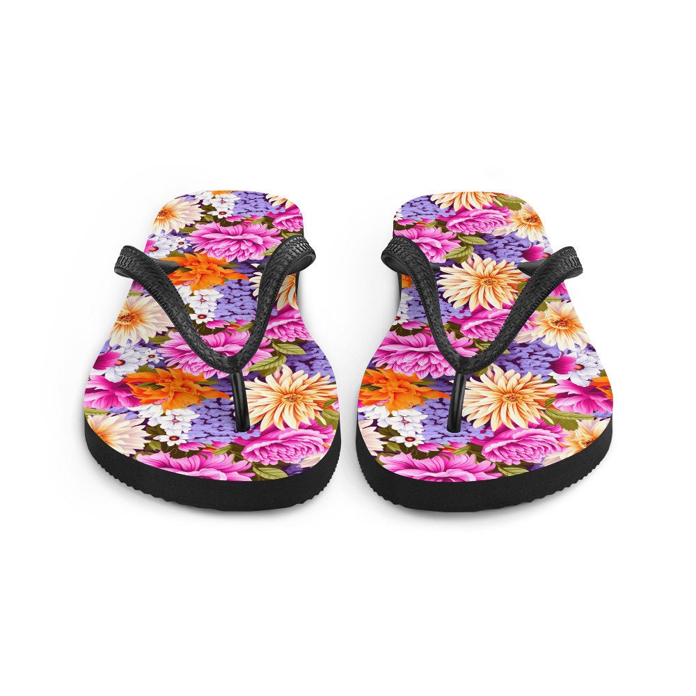 Emerald Blossoms - Multi-Color Floral Flip Flops
